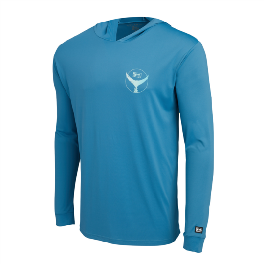 Pelagic AquaTek Hooded Shirt - Tails Up - Ocean