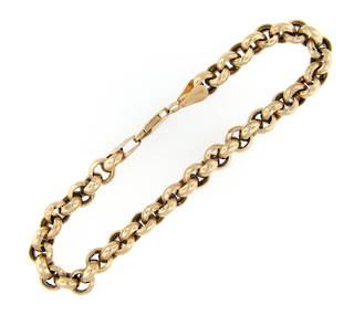 9ct yellow gold belcher link bracelet