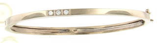 14ct yellow gold and diamond hinged bangle