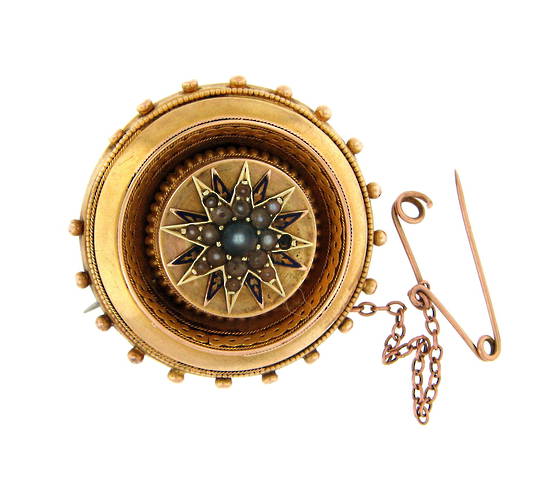 9ct yellow gold antique pearl set brooch
