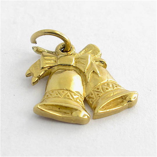 9ct yellow gold double bells charm