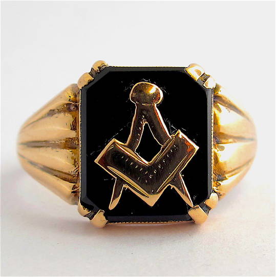 Men's 9ct rose gold vintage 'Masonic' signet ring