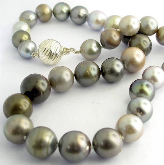 Graduated South Sea black cultured pearl necklace