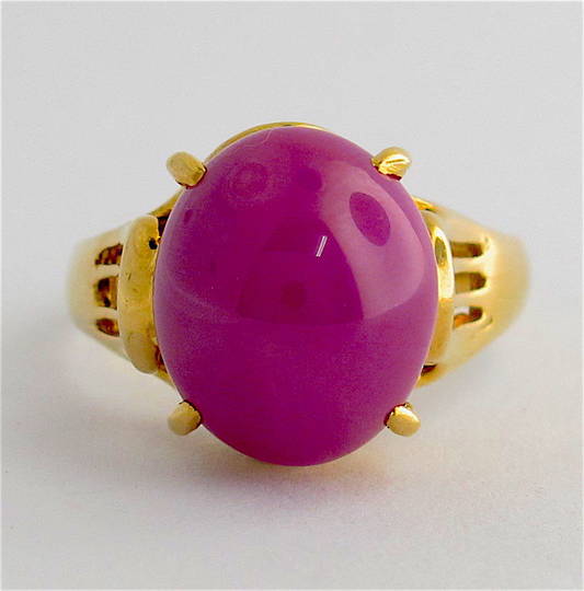 18ct yellow gold and synthetic star ruby dress ring