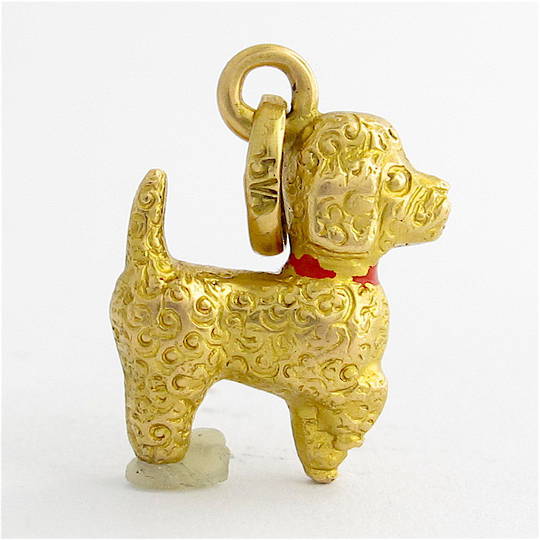 18ct yellow gold Poodle dog charm