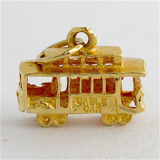 14ct yellow gold tram charm