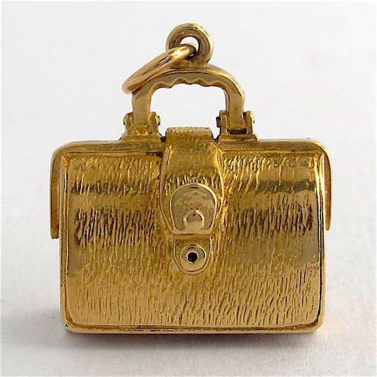 9ct yellow gold suitcase charm