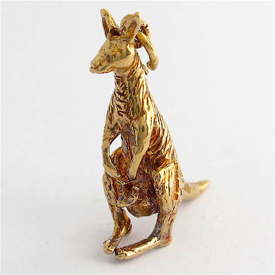 9ct yellow gold kangaroo and joey charm