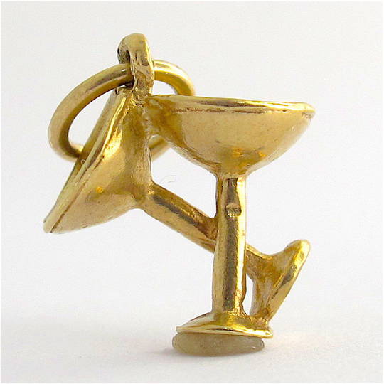 9ct yellow gold champagne glasses charm