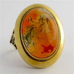 14ct yellow gold vintage large agate ring