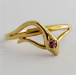 9ct yellow gold 'Snake' style natural ruby dress ring