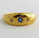 18ct yellow gold sapphire and diamond vintage style ring
