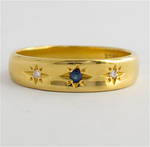 18ct yellow gold diamond and sapphire band