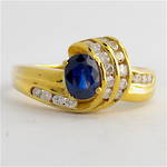 18ct yellow gold diamond and sapphire ring
