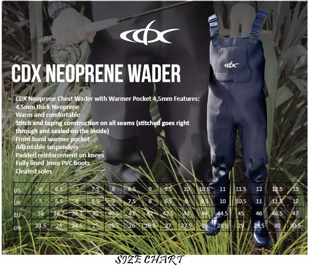CDX NEOPRENE WADER 4.5MM - SIZE 11-12, WADERS, FLY