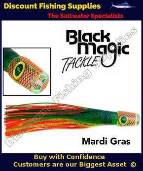 Black Magic Super Stripey XT Lure Mardi Gras - Rigged (Zucchini Colour)