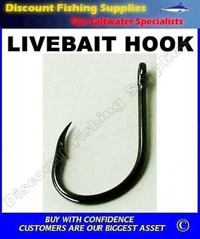 LOHA Bulk Pack - LiveBait Hooks X 100 - Black - All Sizes