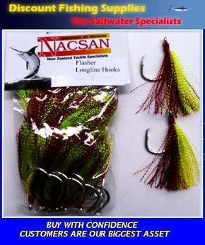 Nacsan Flasher Hooks Red/Green X 25 - Longline hooks