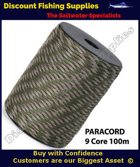 Paracord Military Standard 9 Core 100m Green Camo