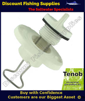 Tenob 1" Fine Thread Drain Plug & Base (White)