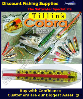 Tillins Cobra Wobbler Lure 19g 3inch Colour 5 with Hook and Bead