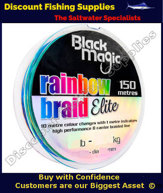 Black Magic 8x Elite Braid Line 150 Metre Spool Rainbow