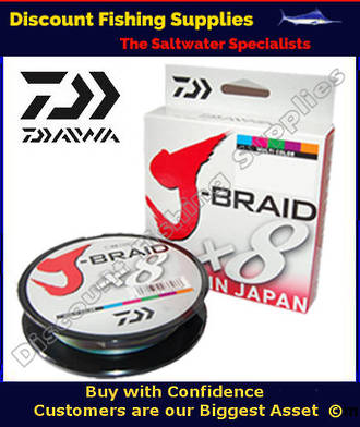 Daiwa X8 J Braid 20lb X 300m - Multi-Colour, J-BRAID