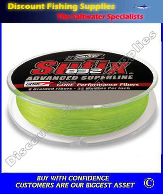 Sufix 832 Superline Braid Neon Lime 50lb X 3500yds, SUFIX BRAID, 832 braid
