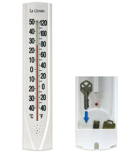 204-115 La Crosse Glass Thermometer with Key Hider