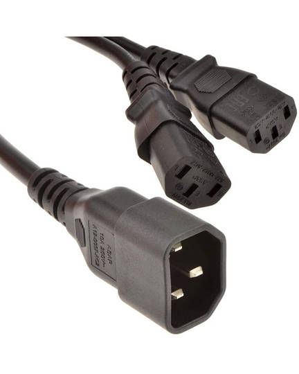 3pin 10A C14 Male to 2x IEC C13 Female 1.8m Computer Extension Cable