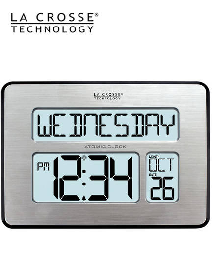 513-1419 La Crosse Digital Back Light Wall Clock with Day Display