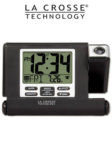 616-1908 Travel Projection Alarm Clock with Fold out Stand