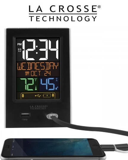 C86224 La Crosse Alarm Clock 2 USB Charging Station