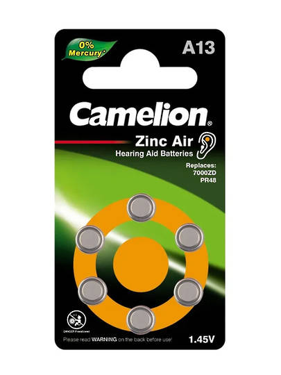 CAMELIAN A13 PR48 Zinc Air Hearing Aid Batteries 6PK