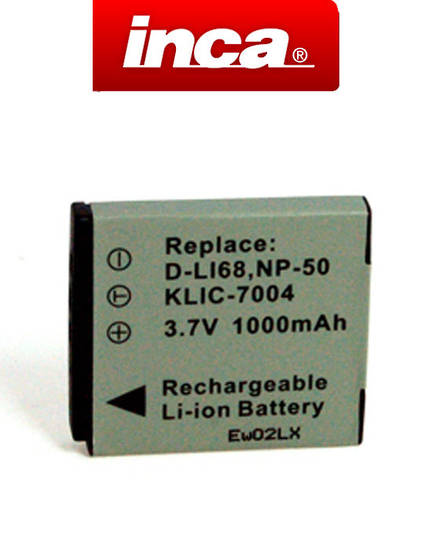 INCA FUJIFILM NP50 PENTAX DLi-68 KODAX KLIC-7004 Camera Battery