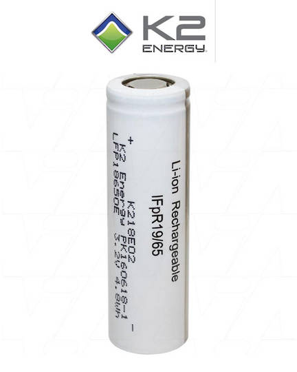 K2 Energy 18650 High Capacity LiFePO4 Rechargeable Battery