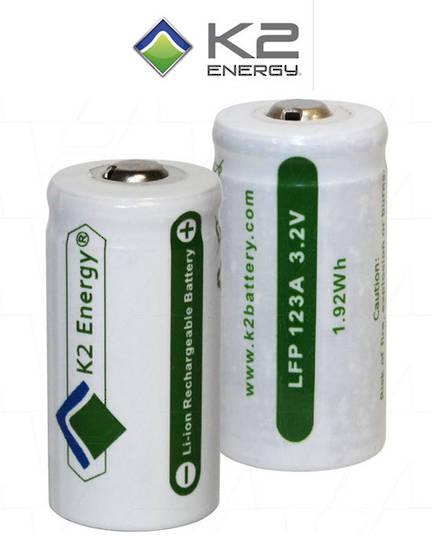 K2 Energy LFP123A LiFePO4 Rechargeable Battery