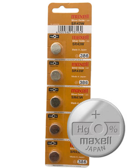 MAXELL 386 301 SR43W SR43SW Watch Battery 5PCs