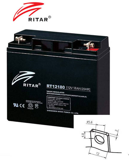 RITAR RT12180 12V 18AH SLA battery F3 Plug