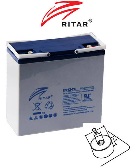 RITAR RT12240EV 12V 24AH Deep Cycle SLA Battery
