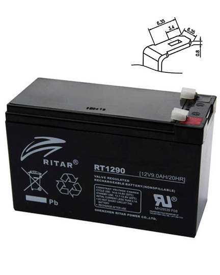 RITAR RT1290 12V 9AH SLA battery