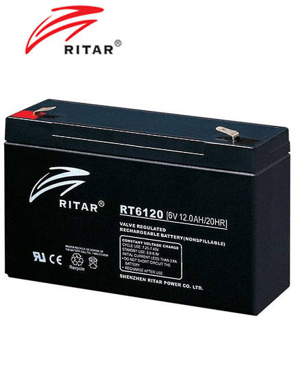 RITAR RT6120 6V 12AH SLA battery