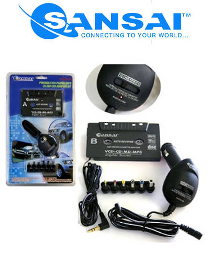 SANSAI Cassette Adaptor with Multi Voltage Adaptor