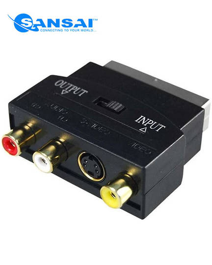 SANSAI SCART Plug to 3 RCA & S-VHS Socket Adaptor
