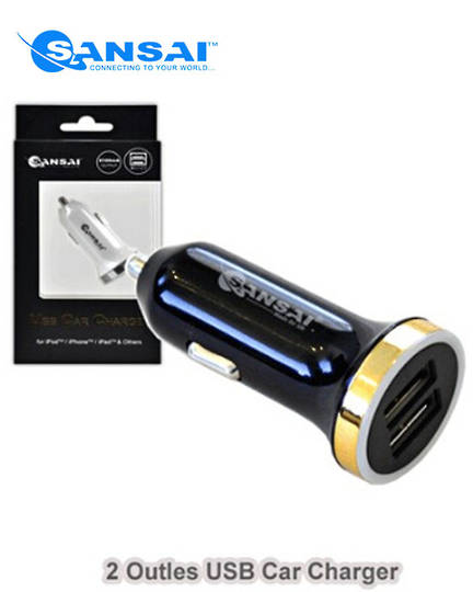 SANSAI USB 2 Outlets Car Charger Adaptor