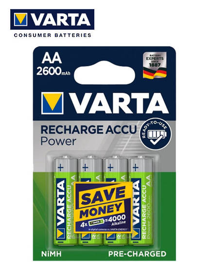 VARTA AA 2600mAh Pre-Charged NiMH Rechargeable Battery