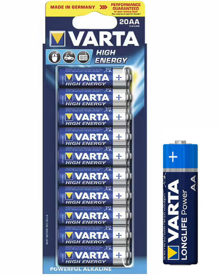 VARTA AA Size Alkaline Battery 20 Pack
