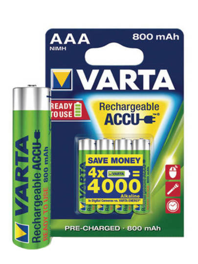 VARTA AAA 800mAh Pre-Charged NIMH Rechargeable Battery
