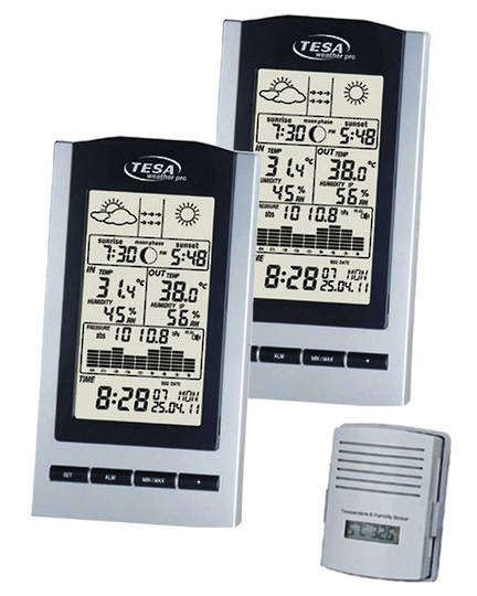 WS1151 Wireless Moon Phase Weather Station Combo Kit with 2 Base Console