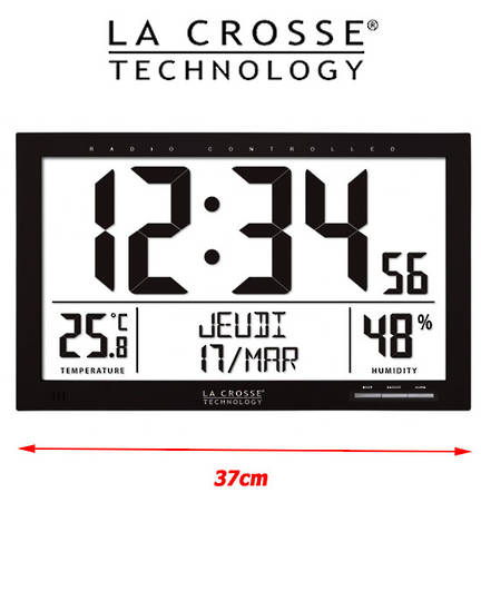 WS8013 La Crosse Large Wall Clock with Indoor Temperature Humidity